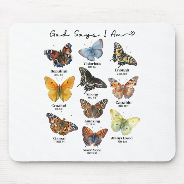 God Says I Am Bible Verse Religious Christian Butt Mouse Mat (Front)