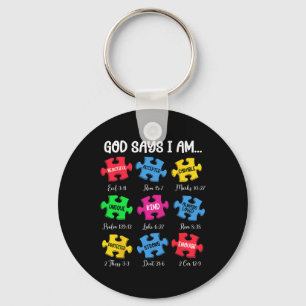 God Says I Am Bible Verses Christian Autism Awaren Key Ring