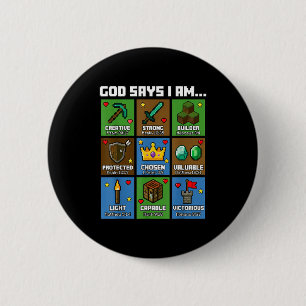 God Says I Am Bible Verses Xel Art Christian Gamer 6 Cm Round Badge