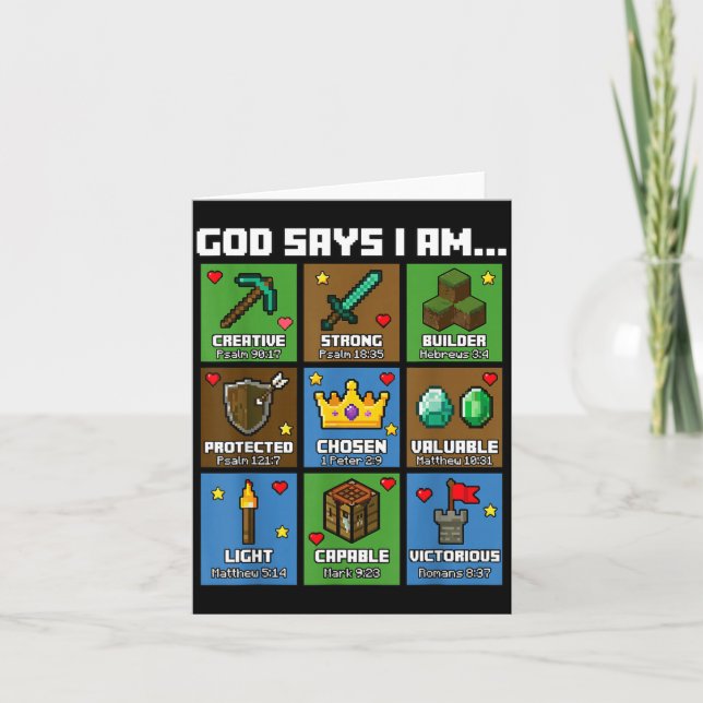 God Says I Am Bible Verses Xel Art Christian Gamer Card (Front)
