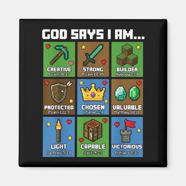 God Says I Am Bible Verses Xel Art Christian Gamer Magnet (Front)