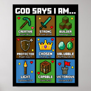 God Says I Am Bible Verses Xel Art Christian Gamer Poster