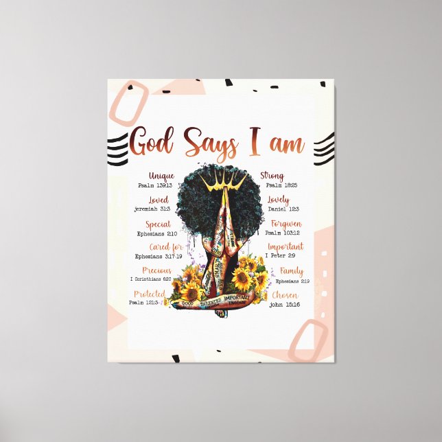 God Says I AM Black Christian Women Canvas Print (Front)
