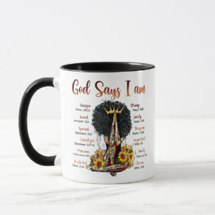 God Says I AM Black Christian Women Melanin Sista Mug