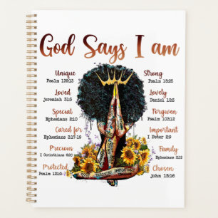 God Says I AM Black Christian Women Melanin Sista Planner
