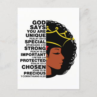 God Says I AM Black Christian Women Melanin Sista Postcard