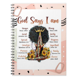 God Says I AM Black Christian Women Notebook