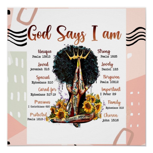 God Says I AM Black Christian Women Poster (Front)