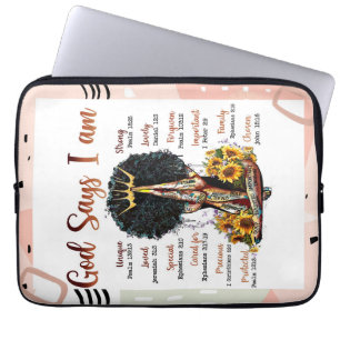 God Says I AM Black Christian Women Sista Melanin Laptop Sleeve