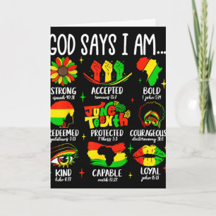 God Says I Am Black History Month Juneteenth Melan Card