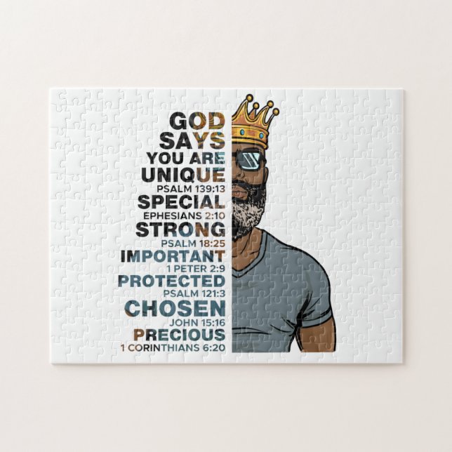 God Says I AM Black King Melanin Man Bruh Bro Love Jigsaw Puzzle (Horizontal)