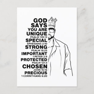 God Says I AM Black King Melanin Man Bruh Bro Love Postcard
