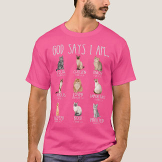 God Says I Am Cat Mum Ever Christian Jesus Bible V T-Shirt