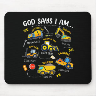 God Says I Am Christian Bible Verses Boys Construc Mouse Mat