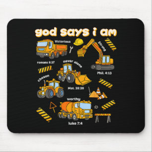 God Says I Am Christian Bible Verses Boys Construc Mouse Mat