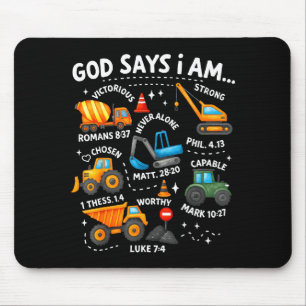 God Says I Am Christian Bible Verses Boys Construc Mouse Mat