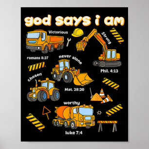 God Says I Am Christian Bible Verses Boys Construc Poster