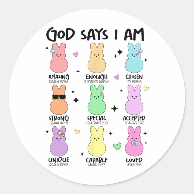 God Says I Am Christian Boys Girls Toddler Kids Ea Classic Round Sticker (Front)