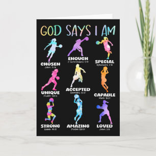 God Says I Am Christian Girls Teens Kids Sketll Ti Card
