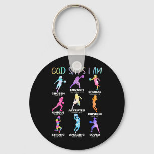 God Says I Am Christian Girls Teens Kids Sketll Ti Key Ring