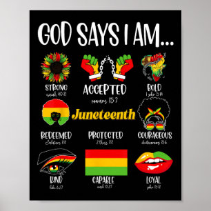 God Says I Am Christian Melanin Black History June Poster