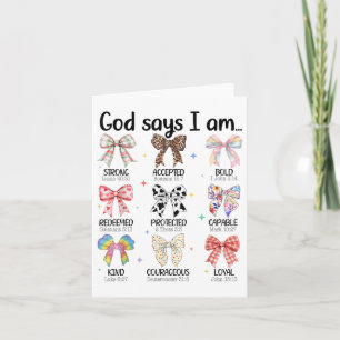 God Says I Am Coquette Bow Religious Christian Wom Card