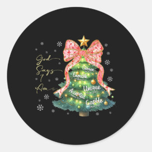 God Says I Am Cute Christmas Xmas Christian Boys G Classic Round Sticker