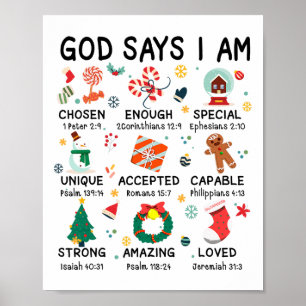 God Says I Am Cute Christmas Xmas Christian Boys G Poster
