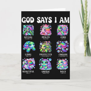 God Says I Am Cute Sea Turtle Scripture Design  Card