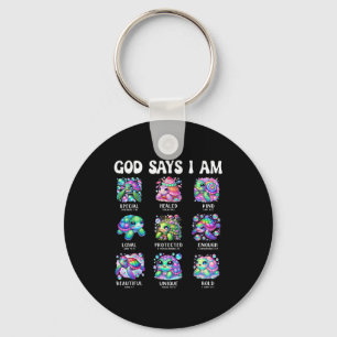 God Says I Am Cute Sea Turtle Scripture Design  Key Ring