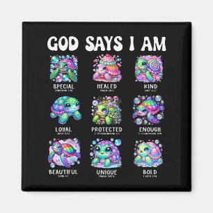 God Says I Am Cute Sea Turtle Scripture Design Magnet