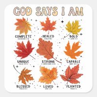 God says I am fall autumn harvest falling leaf Hal