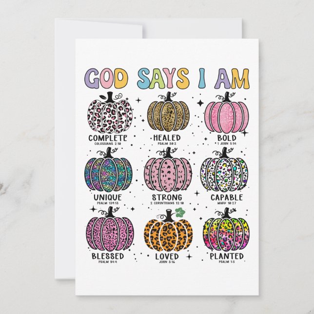 God says I am fall harvest thanksgiving thankful Invitation (Front)