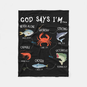 God Says I Am Fishing Christian Fisher Bible Verse Fleece Blanket