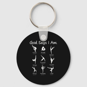 God Says I Am Gymnastics Teen Girl Toddler Cute Ch Key Ring