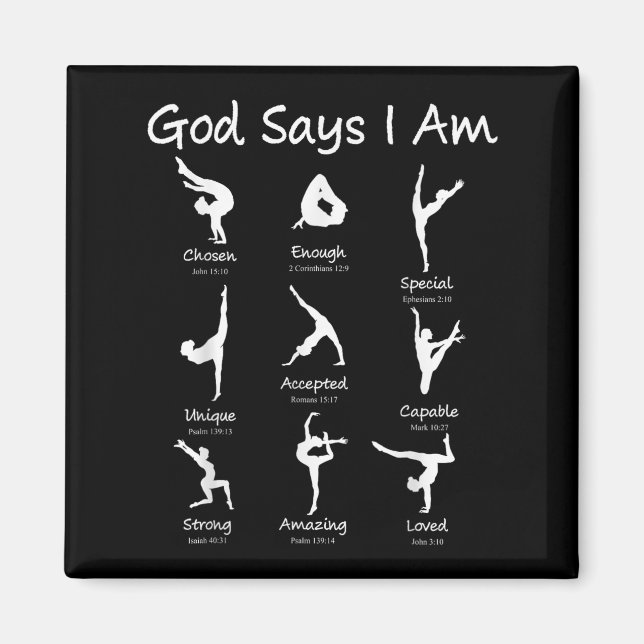 God Says I Am Gymnastics Teen Girl Toddler Cute Ch Magnet (Front)