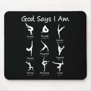 God Says I Am Gymnastics Teen Girl Toddler Cute Ch Mouse Mat
