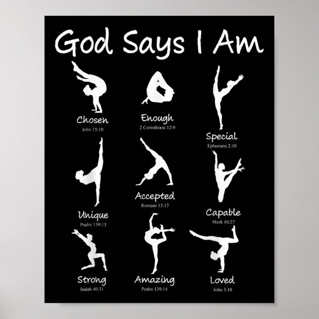 God Says I Am Gymnastics Teen Girl Toddler Cute Ch Poster (Front)