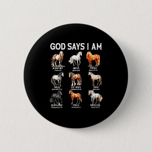 God Says I Am Horse Christian Girl Teen Boy Bible 6 Cm Round Badge
