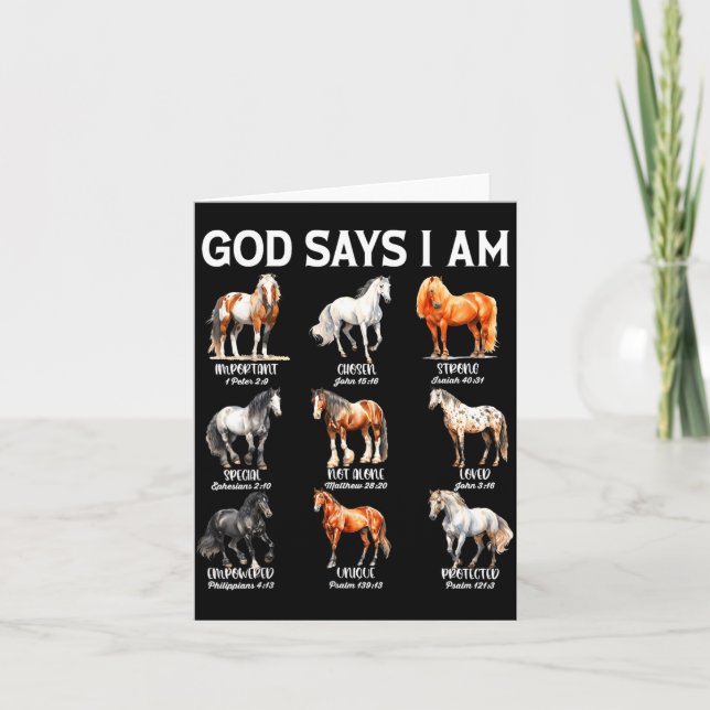 God Says I Am Horse Christian Girl Teen Boy Bible  Card (Front)