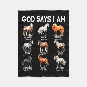 God Says I Am Horse Christian Girl Teen Boy Bible  Fleece Blanket