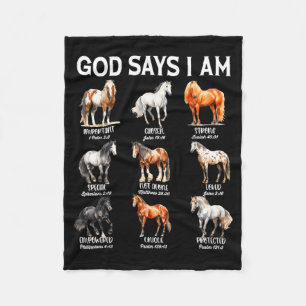 God Says I Am Horse Christian Girl Teen Boy Bible  Fleece Blanket