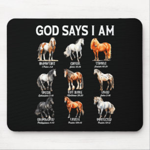 God Says I Am Horse Christian Girl Teen Boy Bible  Mouse Mat