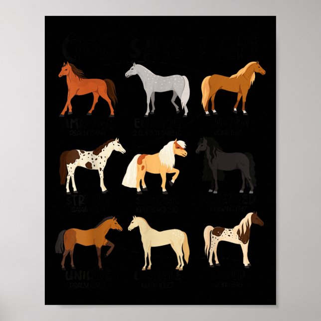 God Says I Am Horses Christian Women Girls Kids Bo Poster (Front)