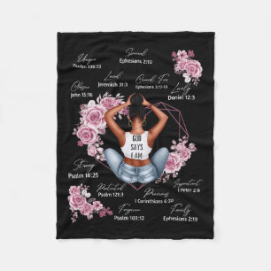 God Says I Am Melanin Black History Month African  Fleece Blanket