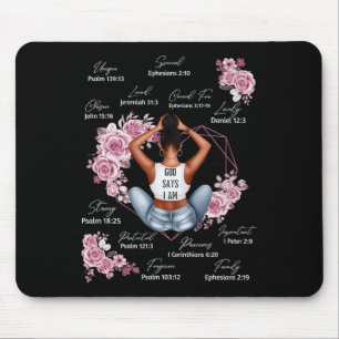 God Says I Am Melanin Black History Month African Mouse Mat