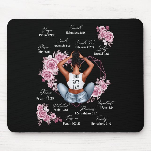 God Says I Am Melanin Black History Month African  Mouse Mat (Front)