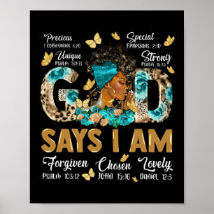 God Says I Am Melanin Queen Black History African Poster