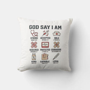 God Says I Am Nurse Faith Vintage Engraving Design Cushion