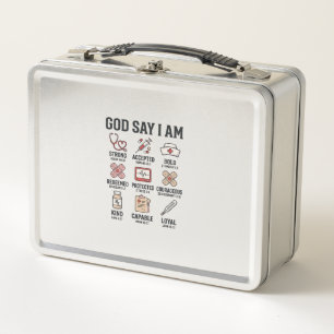 God Says I Am Nurse Faith Vintage Engraving Design Metal Lunch Box